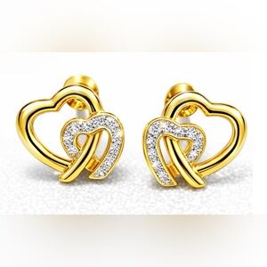 Gold and Silver Heart Earrings stamped 925 and signed